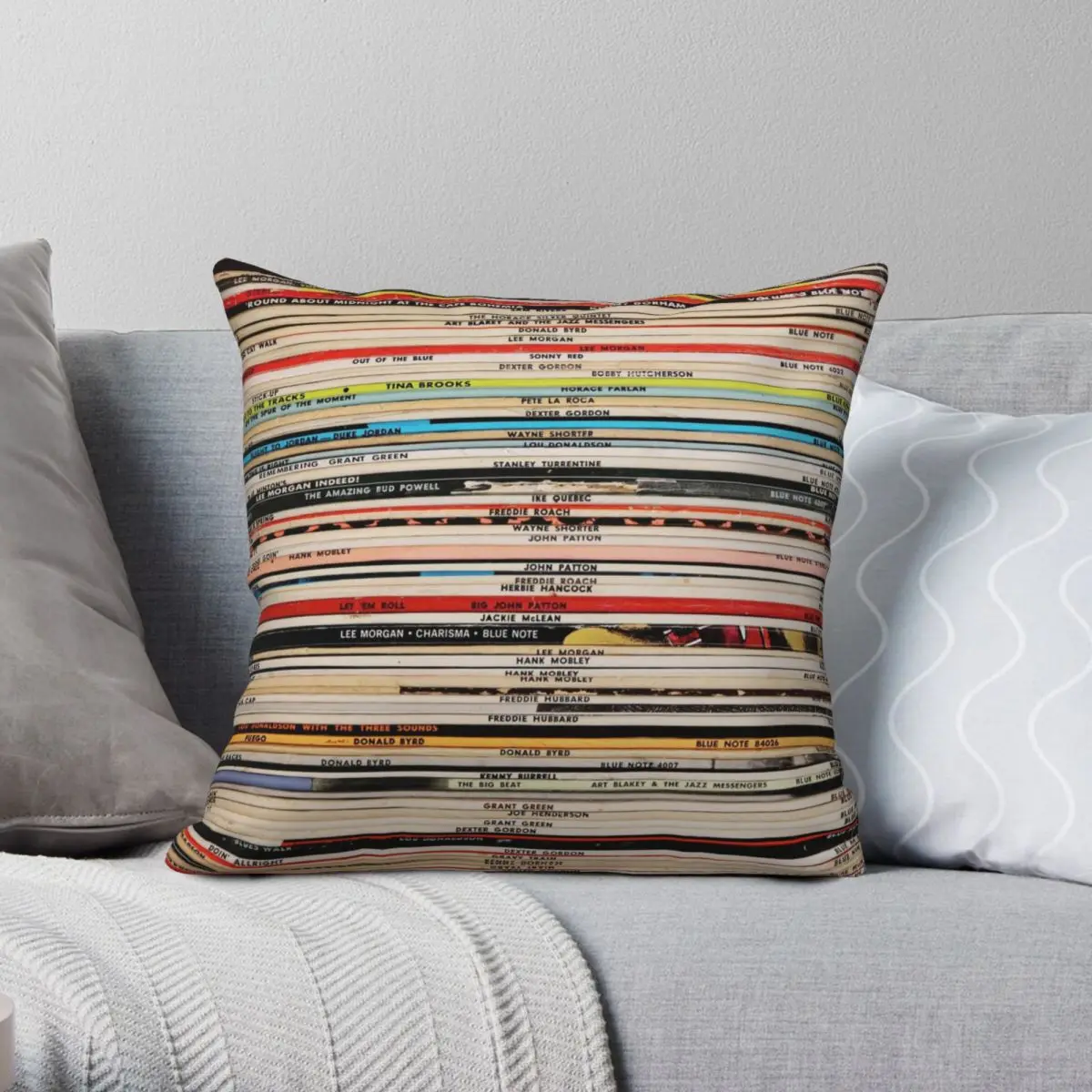 Blue Note Vinyl Records Pillowcase Polyester Linen Velvet Printed Zip Decorative Throw Pillow Case Home Cushion Case