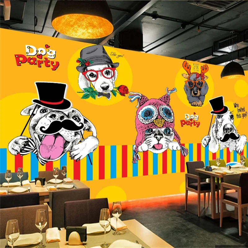 Обои на заказ большая роспись ручная милый джентльмен щенок детская комната