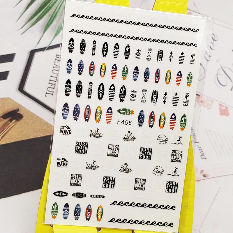 3D наклейки для ногтей с английскими буквами и рыбками дизайн украшения слайдеры