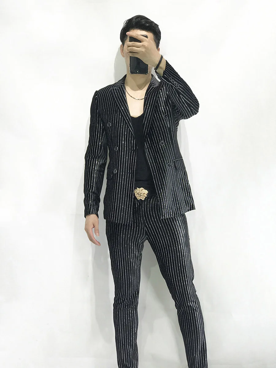 Мужской костюм в полоску мужской пальто брюки дизайнерские мужские Traje Hombre