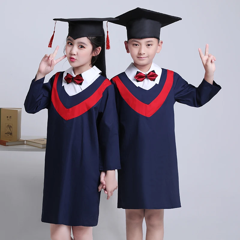 

2021 Kids Kindergarten Graduation Gown Tassel Decor Cap Stage Clothing School children Graduation cotton School uniform
