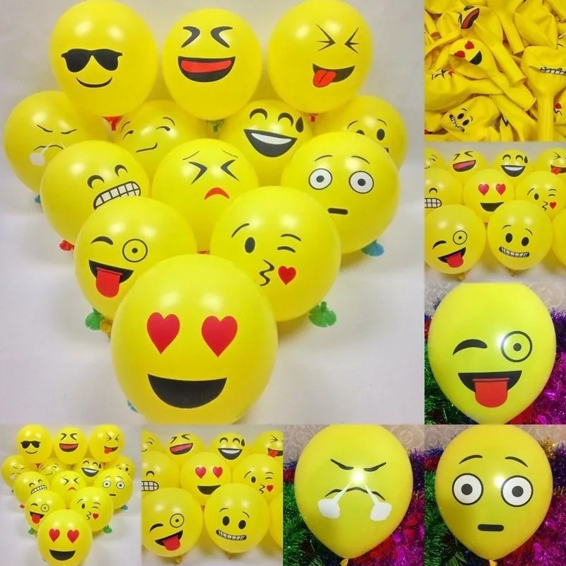 

10pcs/lot 12 Inch Yellow Smile Face Latex Balloons Air Balls Inflatable Wedding Party Decoration Birthday Party Balloon Supplies