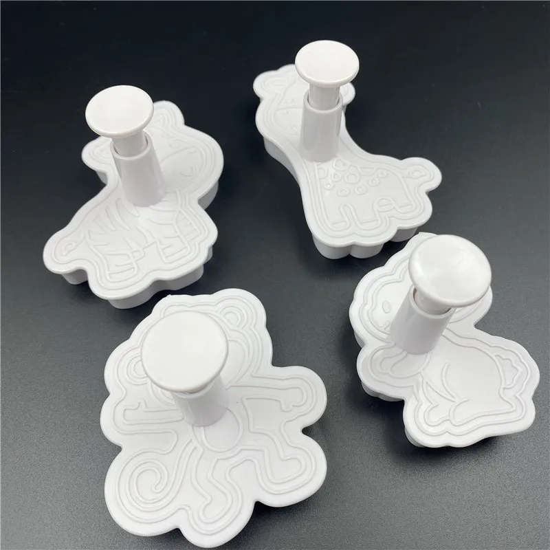 

4Pcs/Set Rabbit Monkey Plastic Biscuit Mold DIY Kitchen Cake Decorating Tools Cookie Cutter Stamp Fondant Embosser Die