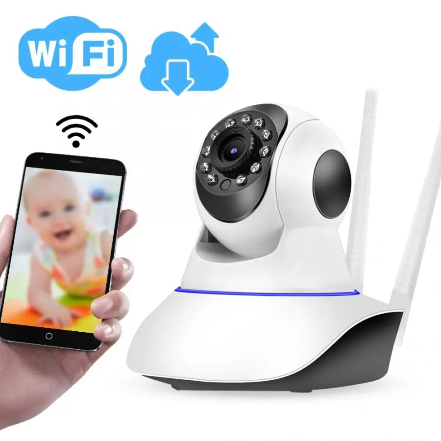 Babyfoon 1 МП 720P WIFI PTZ камера HD двойная антенна радионяня видеокамера ИК ночной US /EU / UK