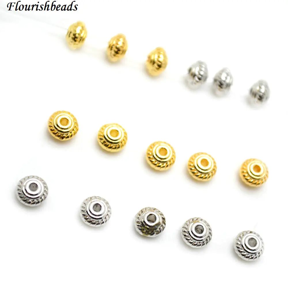 4x6 мм золото или серебро Цвет металла Rondelle разделитель свободные бусины линии на