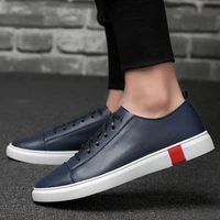 band sneakers men casual shoes genuine leather shoes mens designer solid classic fashion male lace up flats black 36 47