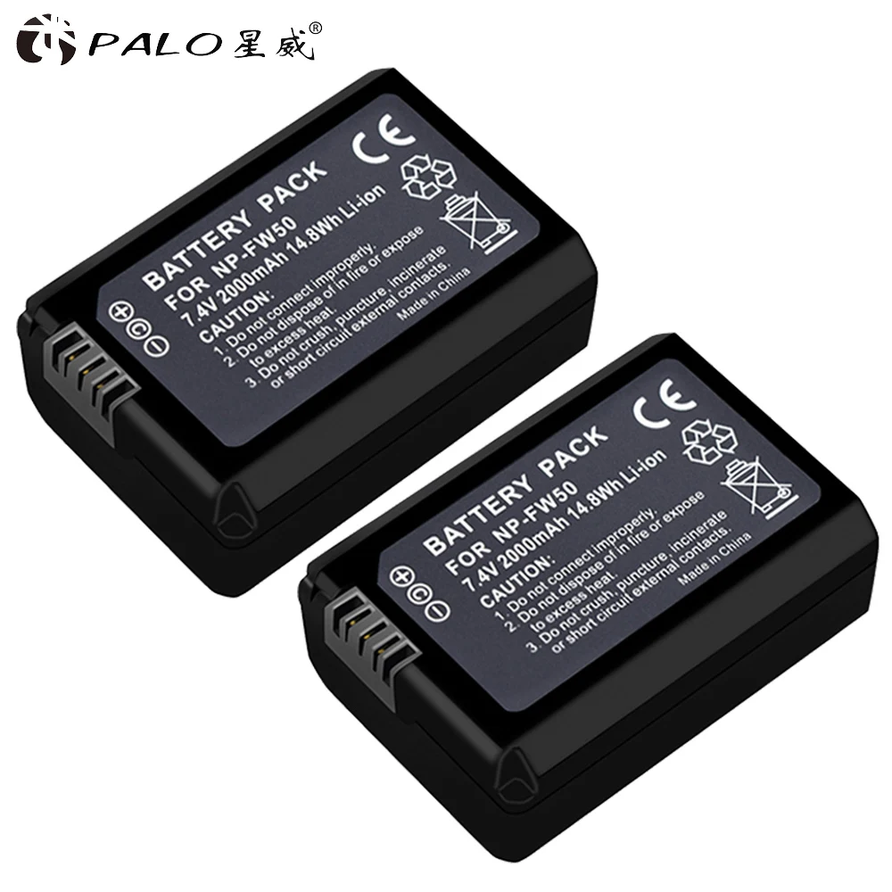 PALO 4 шт. NP-FW50 NPFW50 батарея для камеры FW50 2000mAh 7,4 V+ светодиодный двойной зарядное устройство для sony a6500/6300 A7SM2 RX10 II NEX-3/3N/5C/5 T/CD - Цвет: 2pcs battery