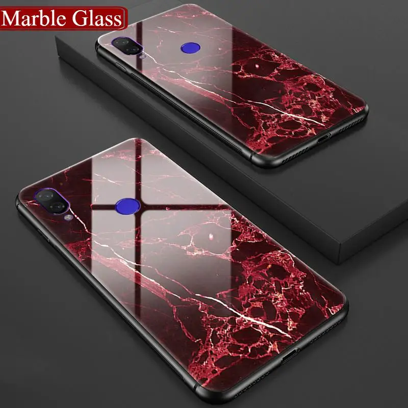 Чехол с мраморным закаленным стеклом для Xiaomi Redmi Note 7 5 6 Pro 7A 6A K20 Mi 9 SE 8 A2 Lite A1 6X 5X Max 2 3