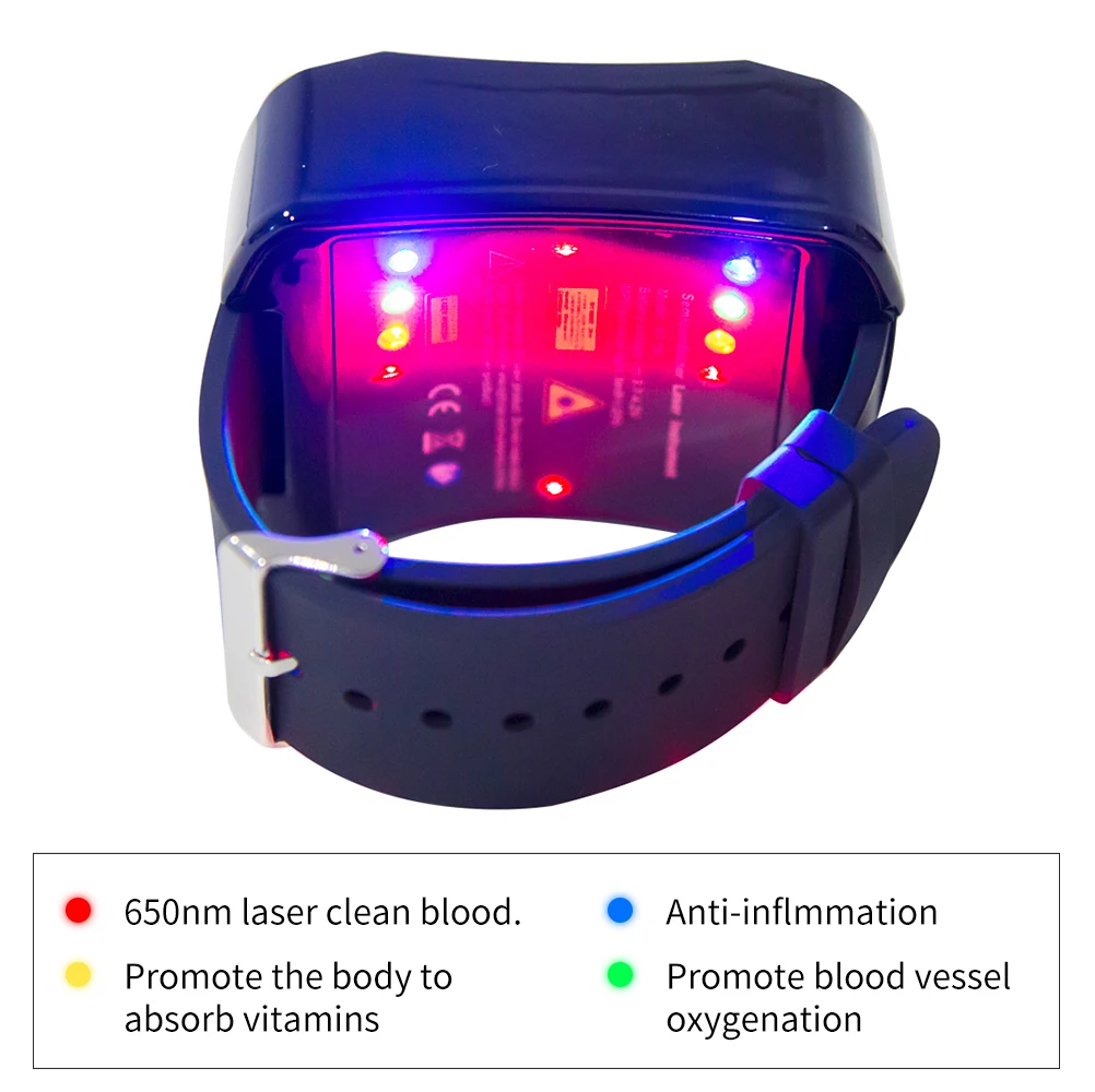 

650nm Laser Therapy Watch Physiotherapy Wrist Diode LLLT for Diabetes Hypertension Treatment Preventing Stroke Control Diabetic