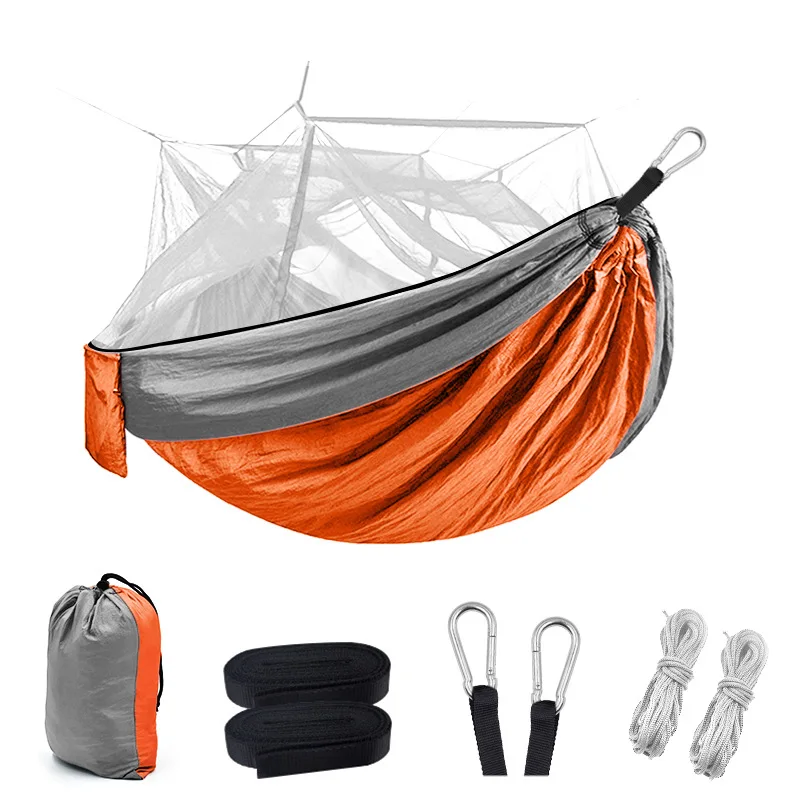 

New Portable Anti-Mosquito Nylon Hammock Chair Swing Indoor Garden Sports Home Travel Leisure Hiking Camping Stripes Hanging Bed