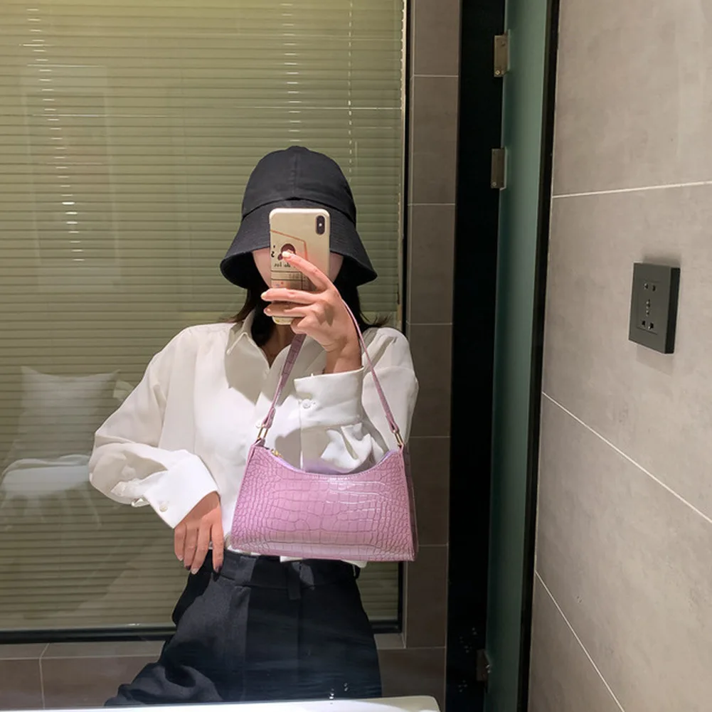 

2020 New Fashion Alligator Leather Baguette Bag Lady Shoulder Messenger Bags Women Leather Handbags Luxury Brand Crossbody Totes