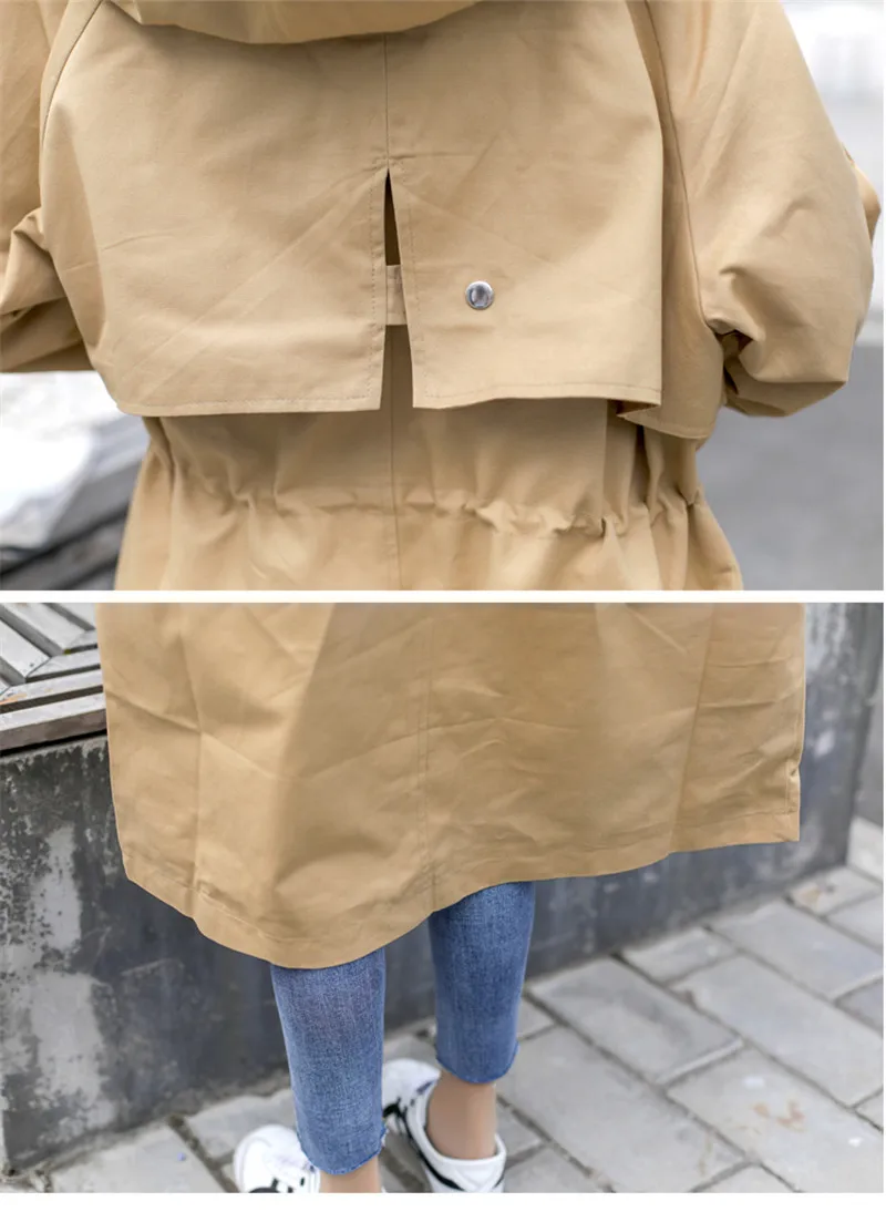 

2020 New Autumn Winter Women Trench Coat Medium Long Windbreaker Loose Plus Size Spring Korean Hooded Outerwear Female
