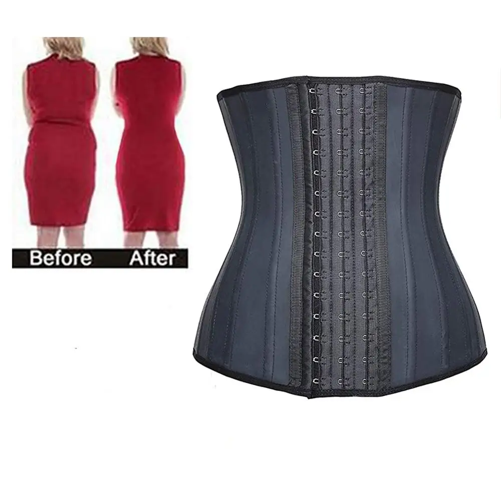 Латексный корсет из 25 стальных костей утягивающий резиновый для живота пояс без