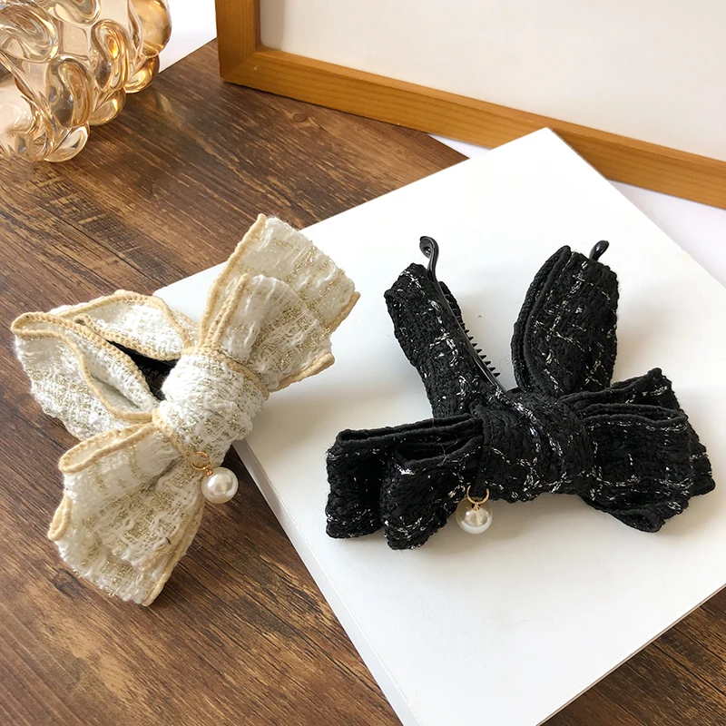 

Handmade Bowknot Hair Clips Pin For Women Fashion Black White Barrettes Headwear Girls Sweet Top Clip Hair Accessories