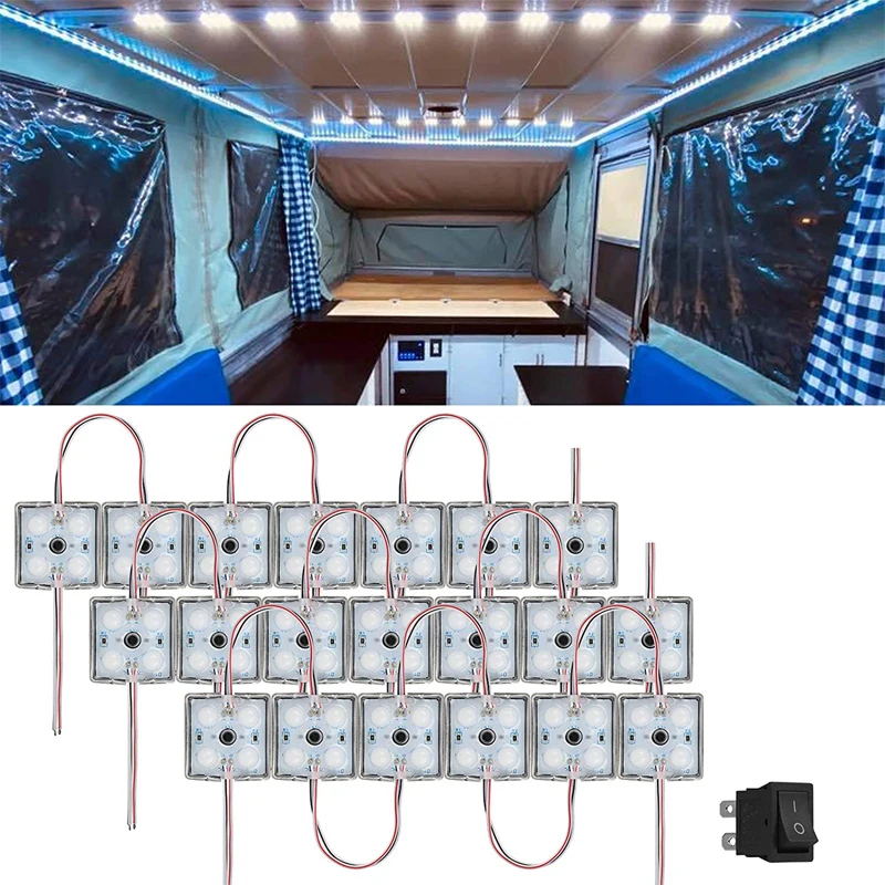

Van Interior Light Car Ceiling Work Lights 12V 80 LED Waterproof Rock Light Dome Lamp for Trailers Boats Caravan