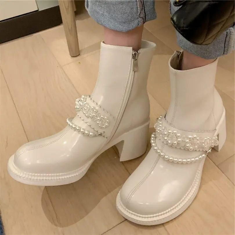 Punk Goth Mary Janes Women's Cow Leather Platform Ankle Boots Cuban Heel Lace Up Round Toe Oxfords 34 35 36 37 38 39 40