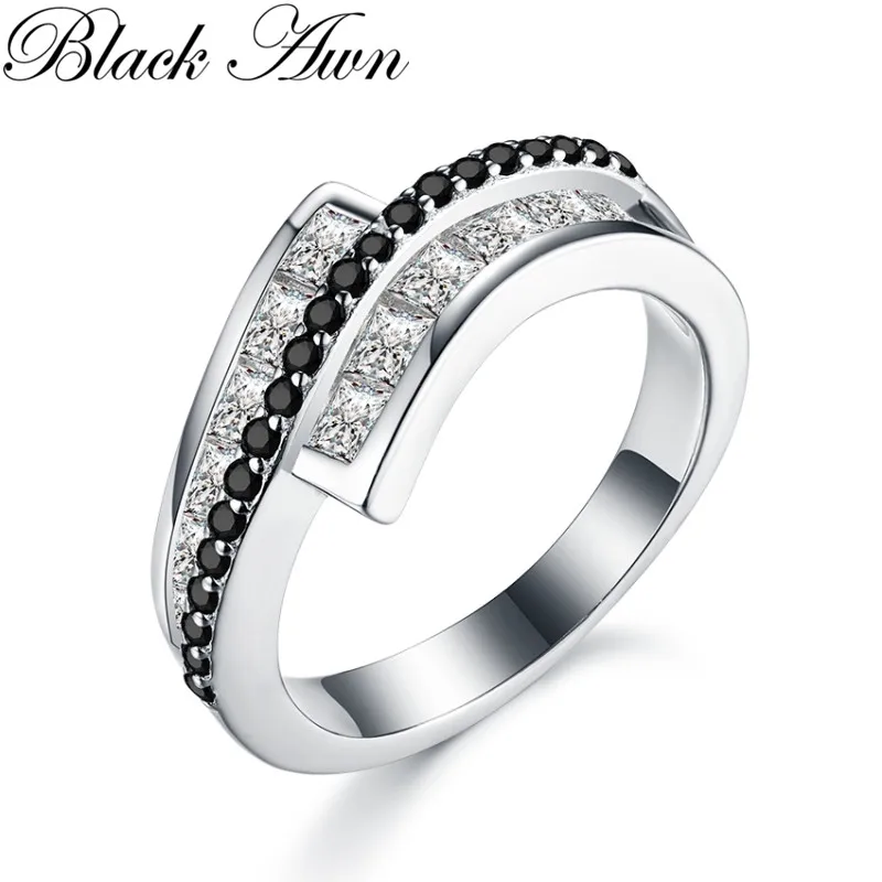 BLACK AWN 2021 New Genuine 100% Sterling 925 Silver Jewelry Square Engagement Rings for Women Gift C382