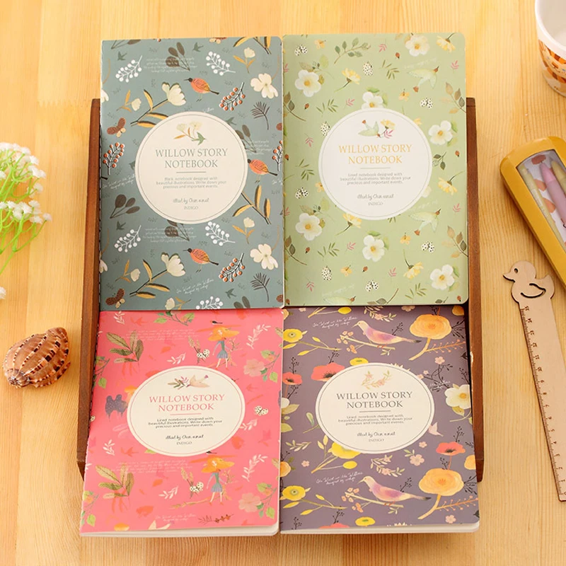 4 шт. милые цветы птицы мини блокнот Kawaii Канцелярские товары Европейский