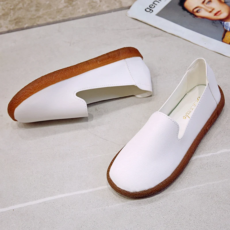 

Classic style solid color flat heel round head casual comfortable inner rubber sole 2020 spring autumn women's shoes W38-02