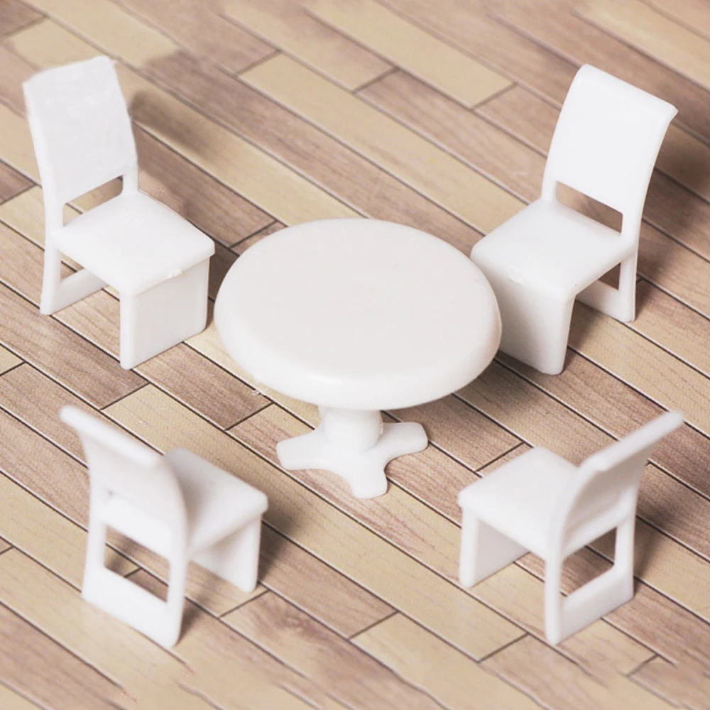 1:50-1:100 Scale Mini Dining Table Chair Set Model DIY Miniature Indoor Furniture Dollhouse Sand Table Layout Diorama 6set 50pcs 1 50 scale architecture construction sand table model bed for indoor decorations