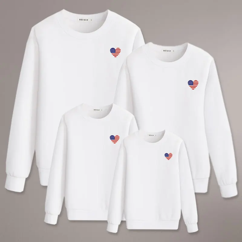 Одинаковые наряды для семьи свитшот с надписью america heart love for DAD mommy and me kids зимняя