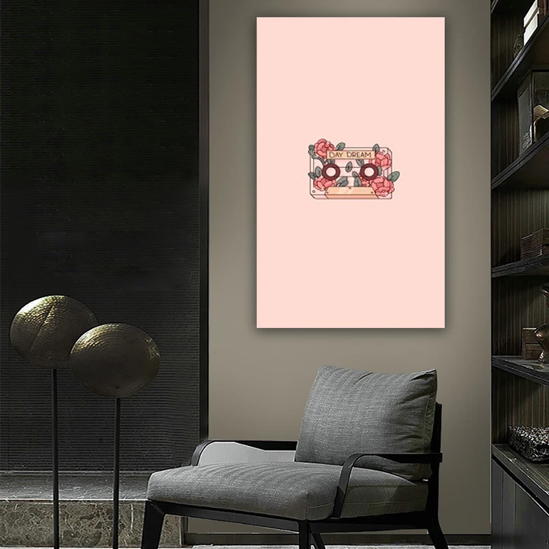 

Music Style Colorful Recorder Walkman Vertical Creative Canvas Decorative Painting Study Room Entrance Art Personality Decoratio