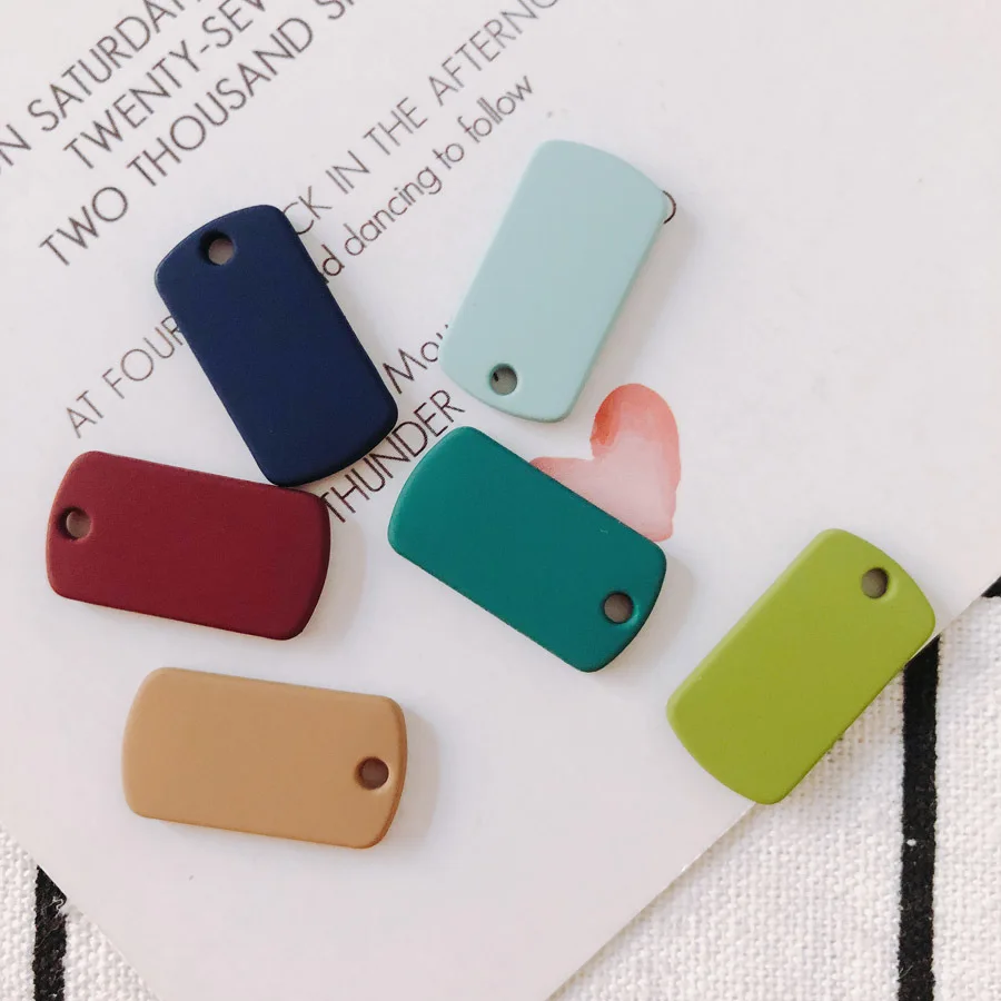 

10pcs 11*20.5mm Metal Spray Paint Matte Rectangle Charms Pendant For DIY Handmade Earrings Jewelry Making Accessories