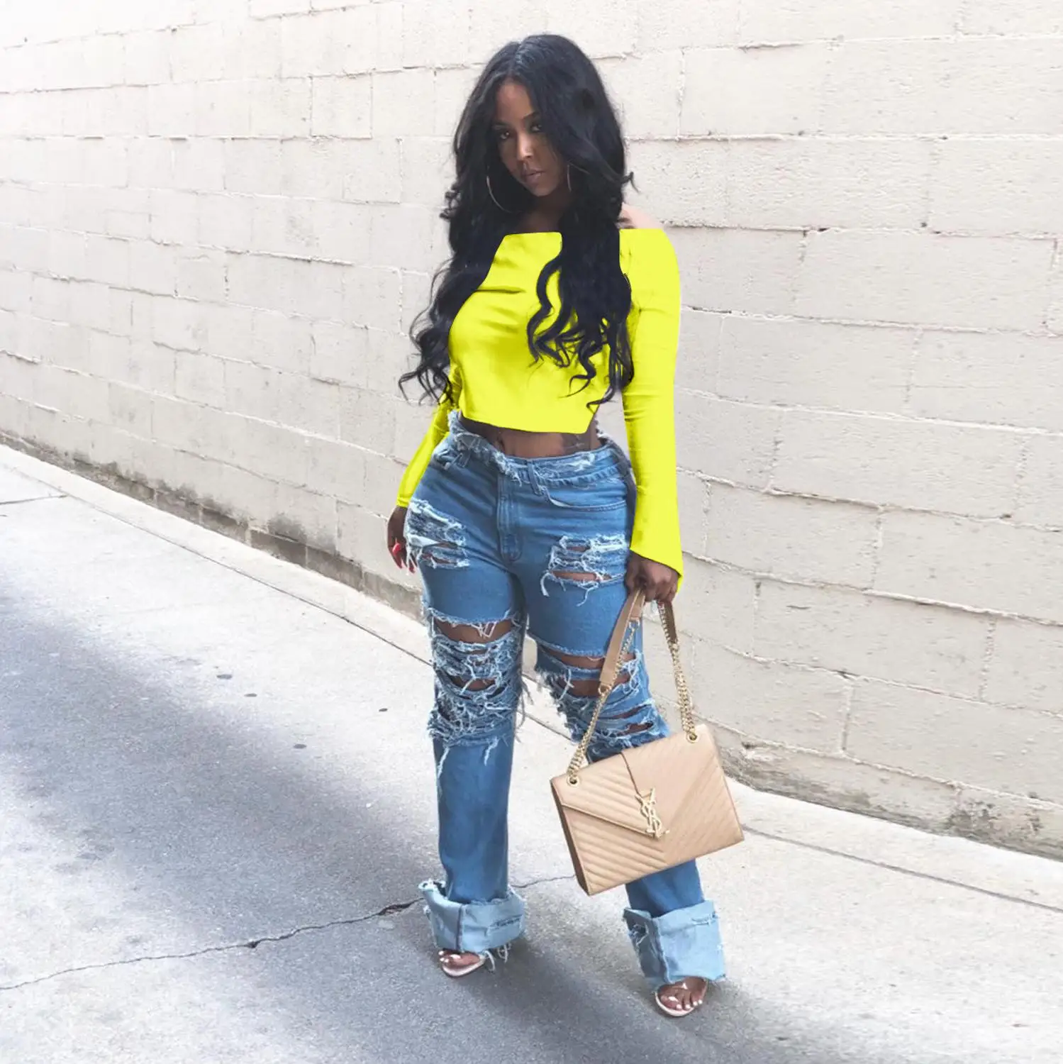 Sexy Women Top Slim Open Back Bandage Flare Long Sleeve Slash Neck Solid Color Party Night Outfit For | Женская одежда