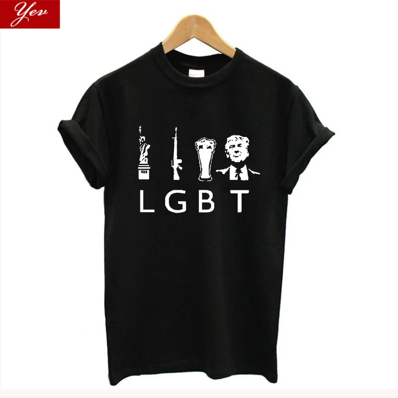 Потрясающие футболки свобода пиво Трамп Забавные для женщин 100% хлопок уличная