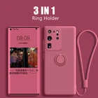 Чехол из жидкого силикона с магнитным кольцом для Samsung Galaxy S21 Ultra S20 FE S8 S9 S10 Plus A10 A20 A30 A50 A70 Note 20 9 10 Pro