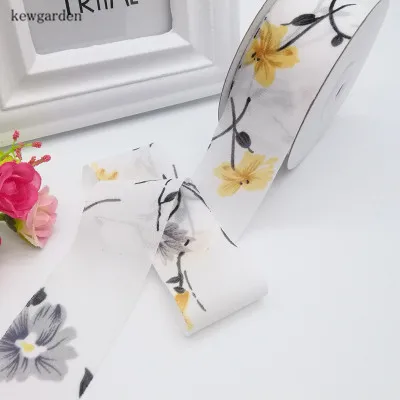 Kewgarden 1," 38 мм печатные цветочные шифоновые ленты вручную изготовленная лента DIY бант атласная Упаковочная Лента Riband 25 ярдов/рулон