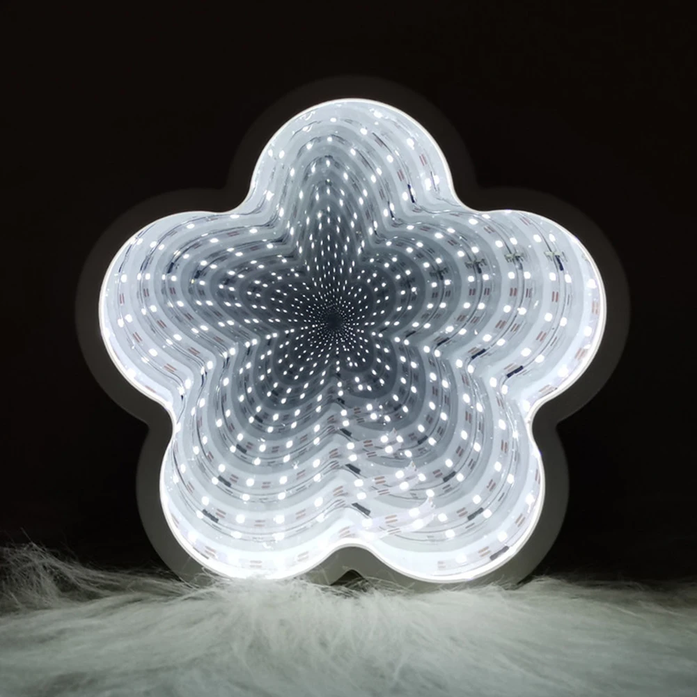 

Pineapple Flower Multifunction 3D Mirror Festival Party Gift Heart Shape Cloud Bedroom Home Decor Tunnel Light LED Night Lamp