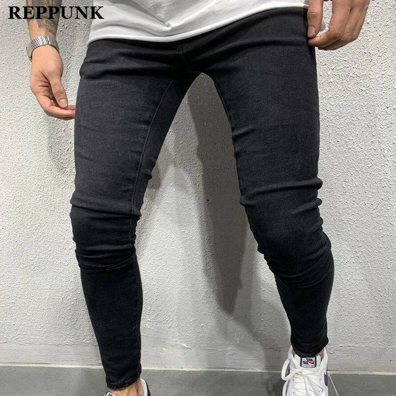 REPPUNK 2020 мужские облегающие джинсы повседневные потертые джинсовые брюки узкие