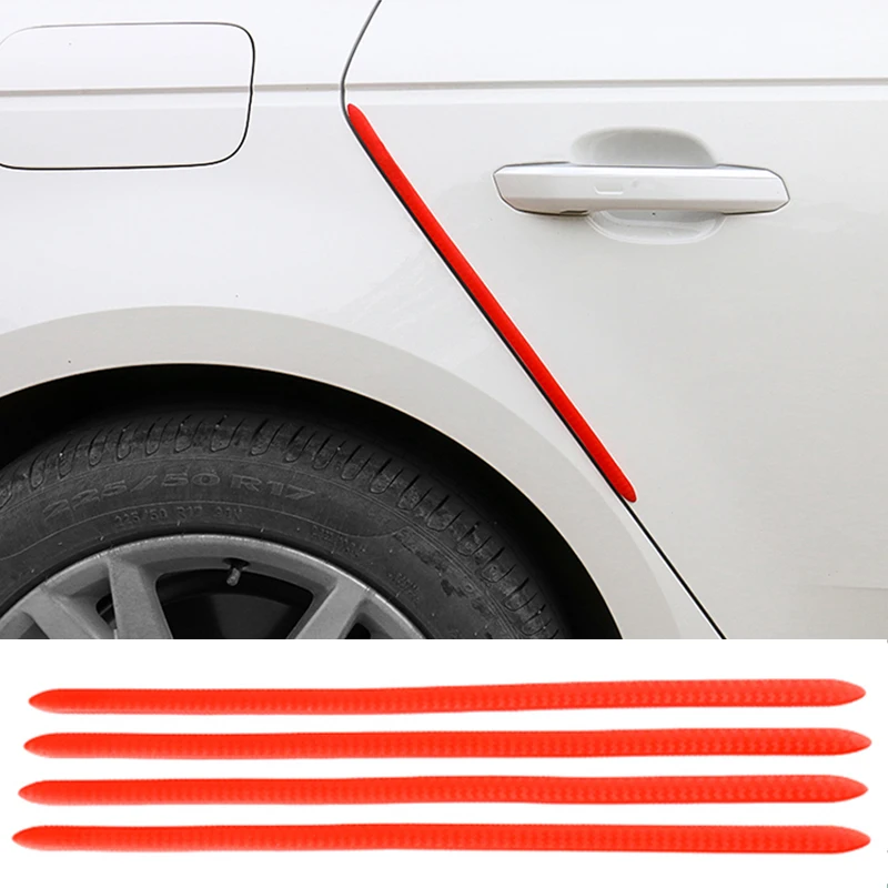 4PCS 40X1.3CM Car Door Edge Protection Rubber Auto Bumper Protector Guard Scratch Sticker White Black Trim Universal Car Styling
