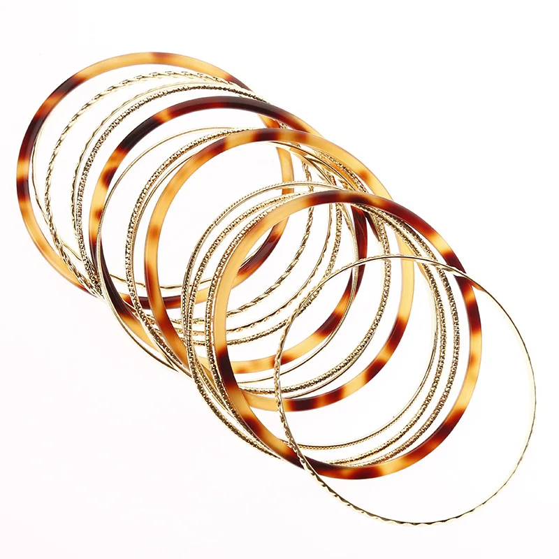 15 шт./компл. винтажные Многослойные браслеты из акрилового сплава для женщин