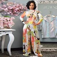 haoyuan watercolor print two piece set long sleeve t shirt tops wide leg pants fall outfits for women elegant party matching set