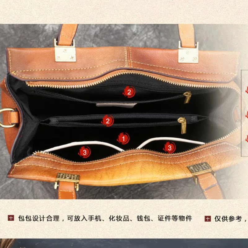 

GAGACIA Luxury Handmade Female Handbag Chinese Style 2021 New Retro Cow Leather Women's Bag Woman Casual Tote Lady Shoulder Bags