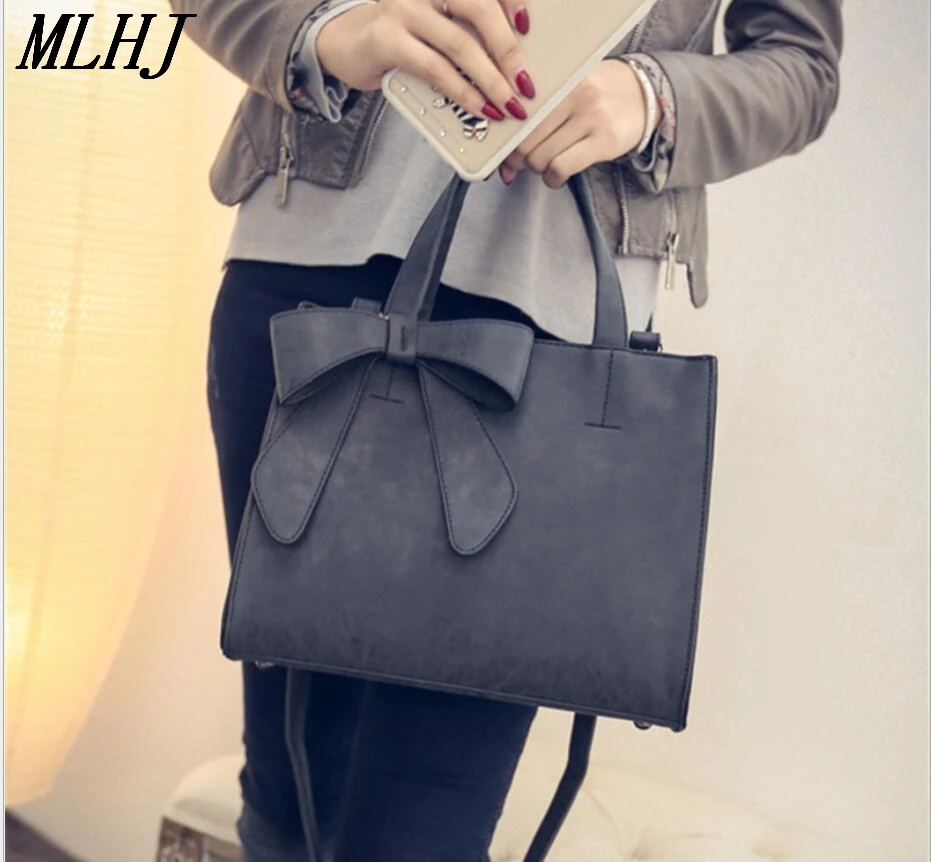 Женская сумка из кожи pu с бантом сумка-мессенджер черного и серого цвета новые