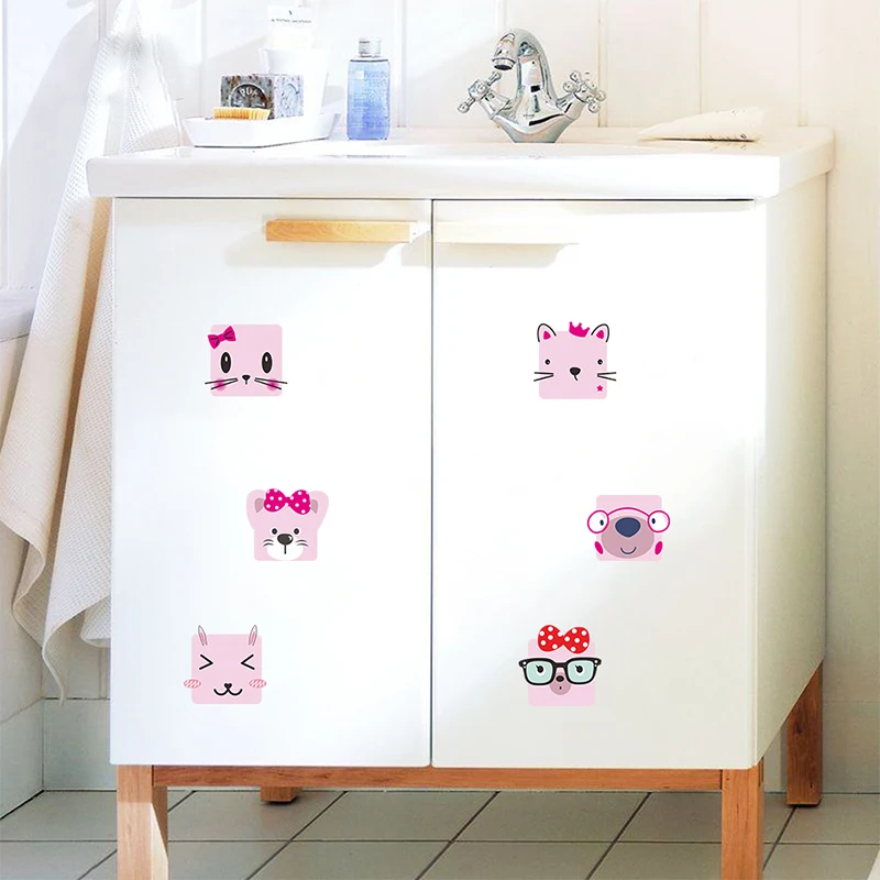 Мультяшные животные кошка искусство Декор для дома наклейки на стену подарки