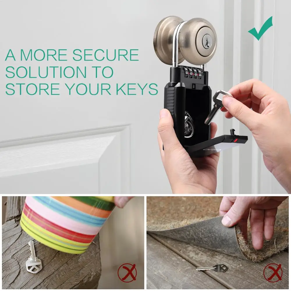 

Key Safe Box Keys Storage Combination Lock Box Key Storage Lock Box 4-Digit Combination Lock Waterproof Indoor/Outdoor