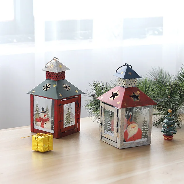 Christmas Candle Holders Lantern Centerpiece Santa Claus Candlestick Gift Decorations | Дом и сад