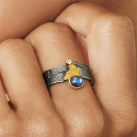 narrow band in rainbow moonstone stackable ring deep seated w 1 bezel set cz minimalist natural blue flash crystal ring jxn39vg