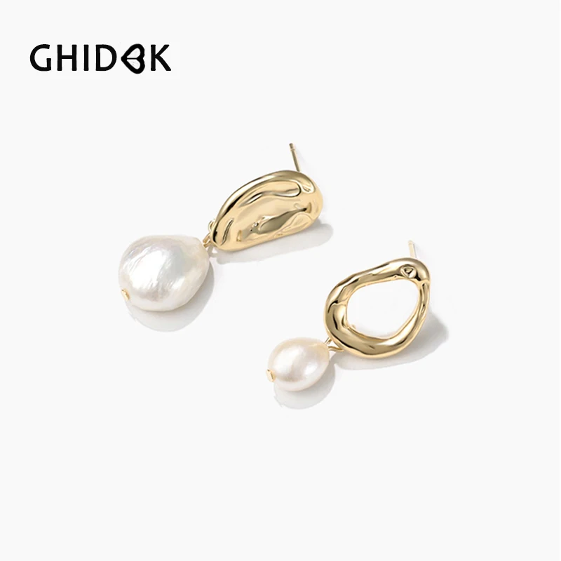 Серьги GHIDBK в стиле барокко настоящий пресноводный жемчуг серьги для женщин