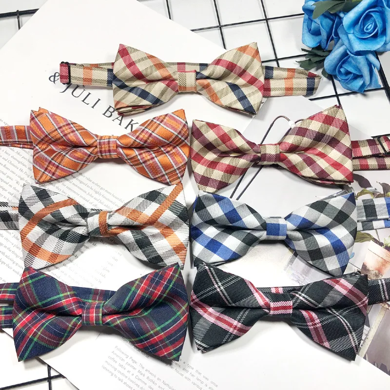

2021 New Bow Tie Men's British Korean Business Wedding Dress Plaid JK Accessories for Men