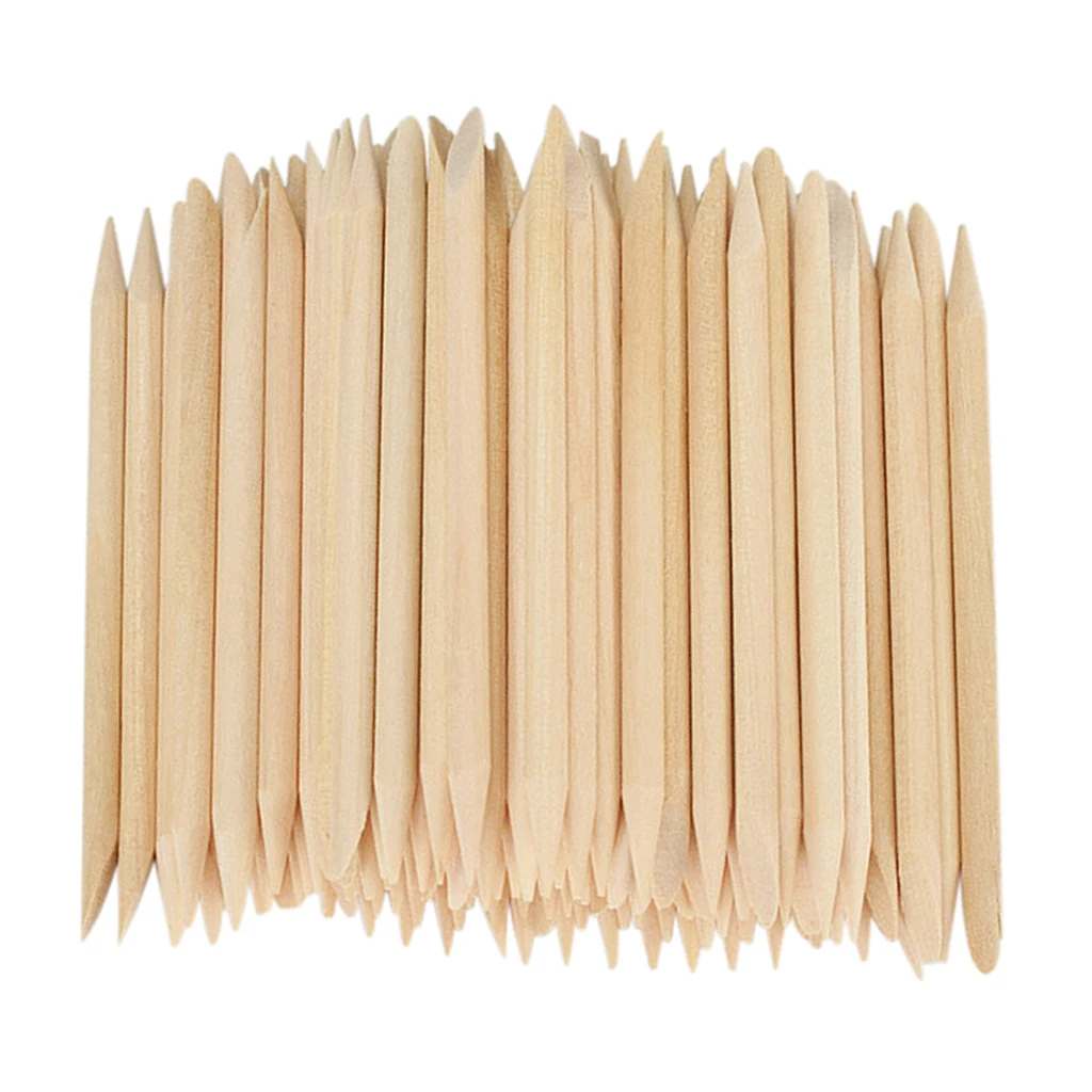 

100Pcs Double Sided Nail Art Cleaner Tool Wood Stick Cuticle Pusher Remover