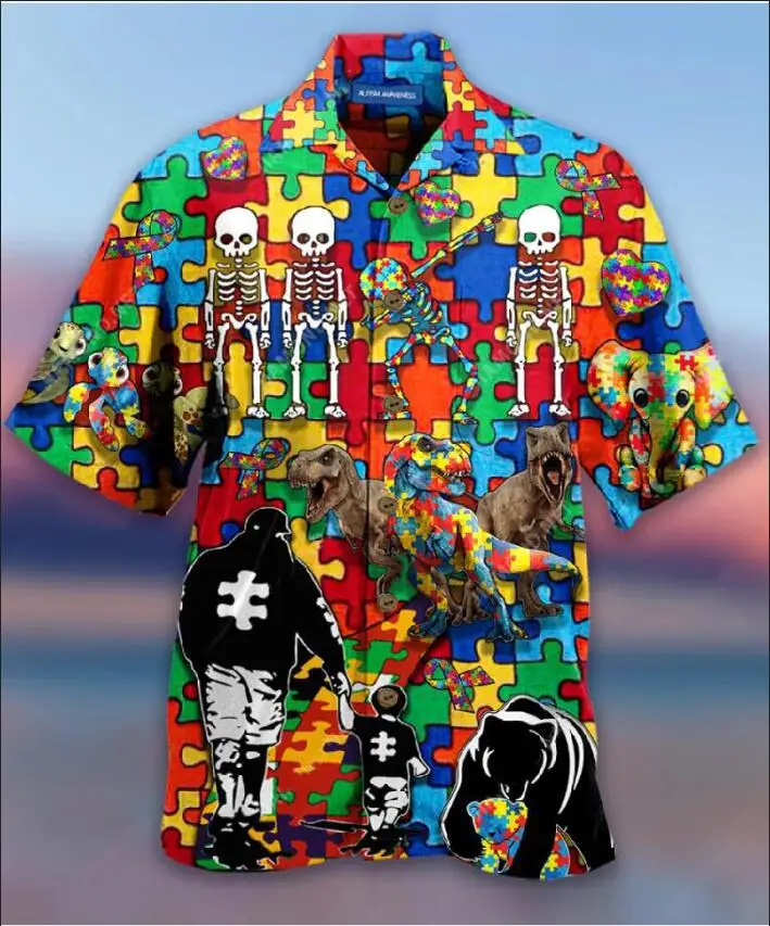 

2021 men's short sleeve printed summer Hawaiian Beach shirt