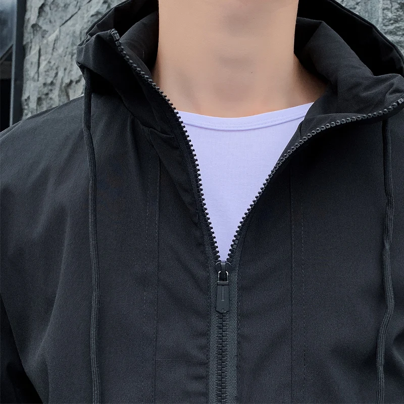 

2021 Spring And Autumn New Men's Jacket Hooded Tri-Color Casual Patchwork Windbreaker Man Clothing Harajuku Japanese Plus Size 4