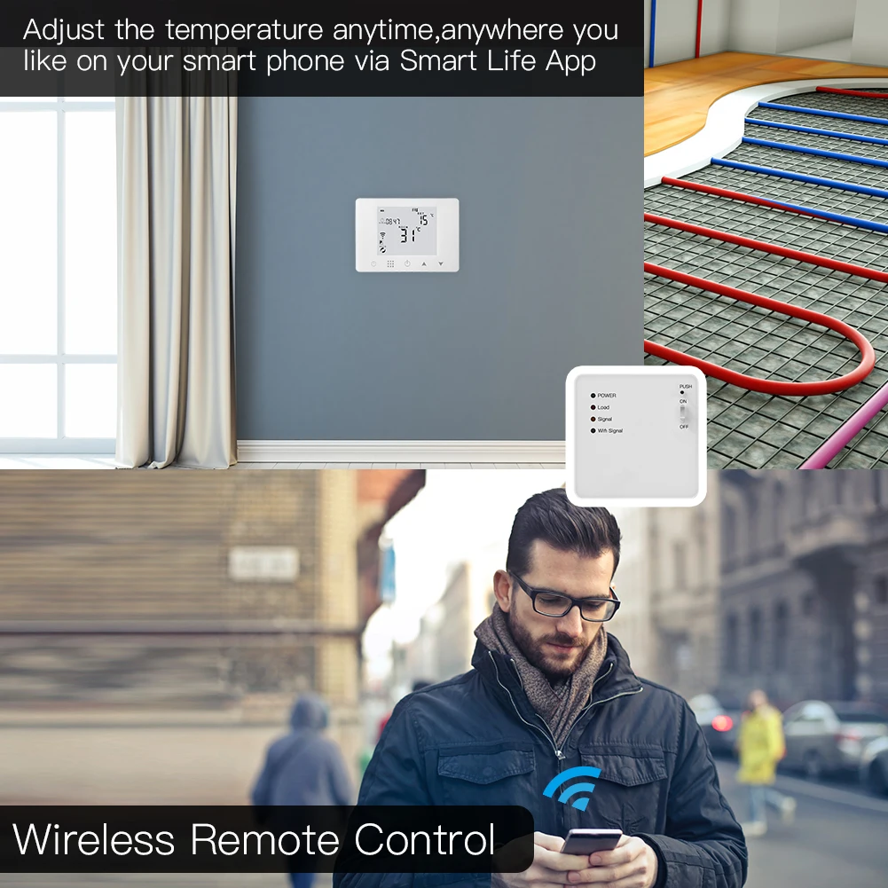 WiFi Smart Thermostat Wall-Hung Electric Underfloor Heating Temperature Controller Work with Alexa Google Home | Безопасность и