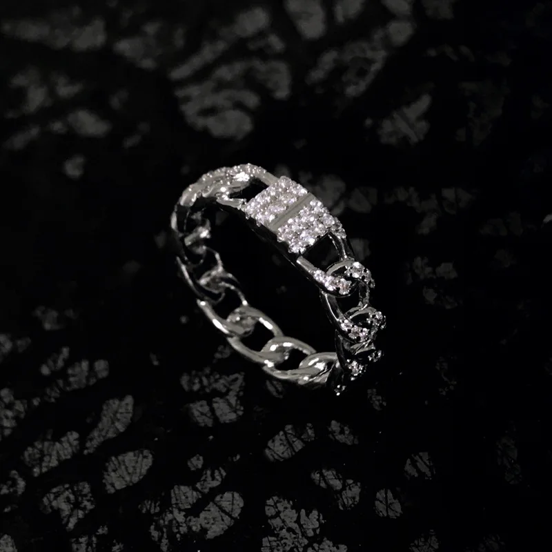 

s925 sterling silver new interlocking ring female fashion chain classic ring personality simple jewelry