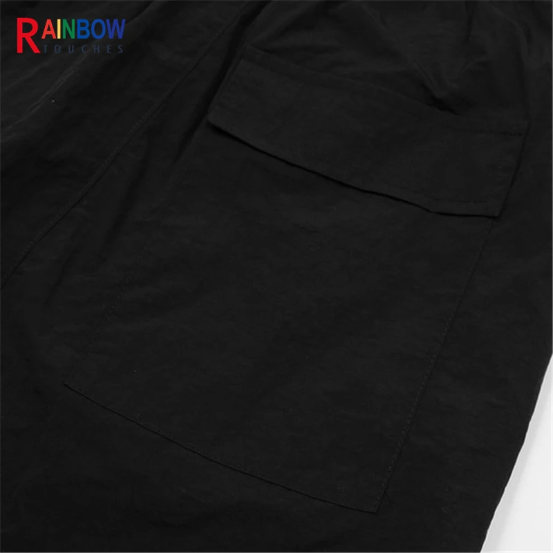 

Rainbowtouches Summer Men High Street Loose Ribbon Multiple Pockets Sanding Hip Hop Casual Cargo Shorts